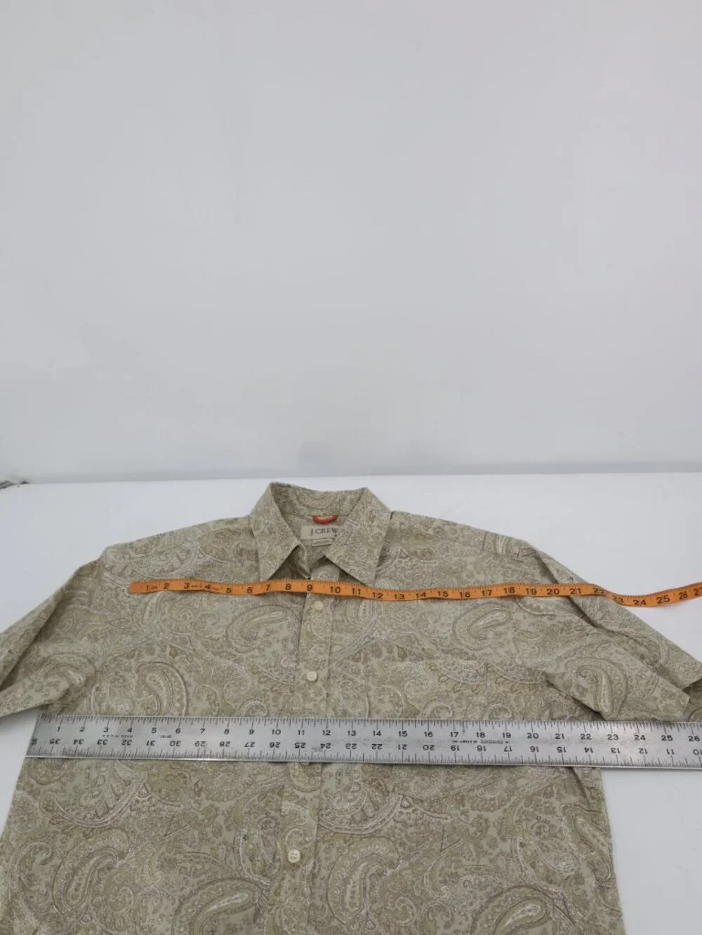 Vintage J Crew Shirt Men Medium AOP Paisley Short Sleeve Cotton Button Up Casual